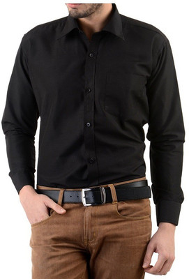You Forever Men's Solid Casual Black Shirt