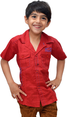 

Crux & Hunter Boy's Graphic Print Casual Red Shirt, Multicolor