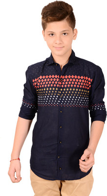 

Anry Boys Floral Print Casual Red Shirt