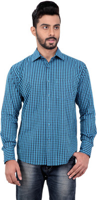 

Zeal Men's Checkered Formal Spread Collar Shirt, Blue;black
