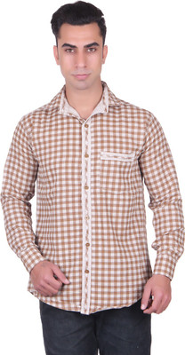 

Cotblend Men's Checkered Casual Brown Shirt