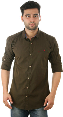 

Studio Nexx Men's Solid Casual Dark Green Shirt, Military