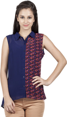 

B Kind Women's Printed Casual Red Shirt