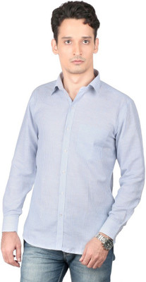 

Zido Men's Striped Casual Blue Shirt