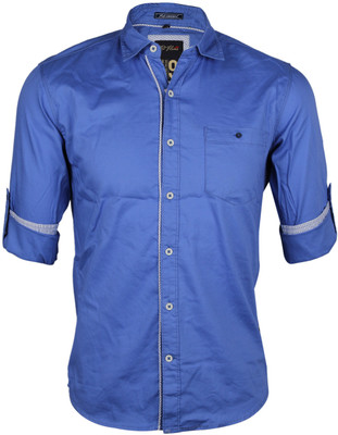 Red Flame Men' Solid Casual Blue Shirt