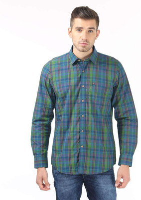 

London Fog Men' Checkered Casual Green, Blue Shirt, Blue;green