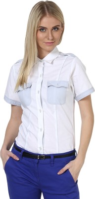 

Dazzio Women's Solid Formal White, Light Blue Shirt