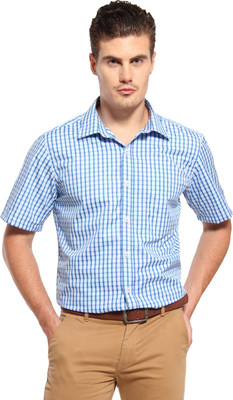 FX Jeans Co Men Checkered Formal White Shirt