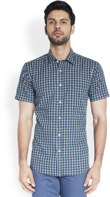 

ColorPlus Men' Checkered Casual Blue Shirt