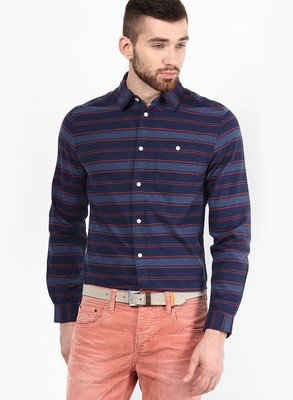 

Jack & Jones Men's Striped Casual Dark Blue Shirt, Peacoat