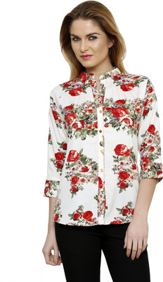 

Ritzzy Women's Printed Casual White Shirt