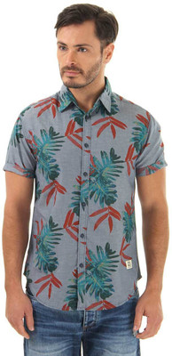 

Jack & Jones Men' Floral Print Casual Blue Shirt, Bering sea