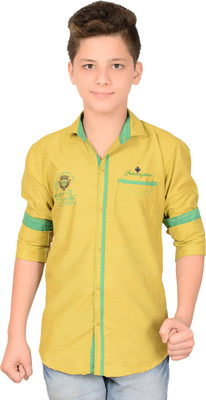Anry Boys Solid Casual Yellow Shirt
