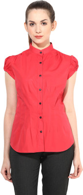 

Dazzio Women's Solid Formal Red, Black Shirt, Coral