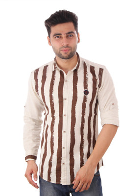 

Studio Nexx Men's Printed Casual Beige Shirt, Beige;brown