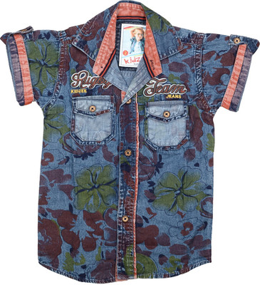 

Kidzee Boys Printed Casual Orange Shirt