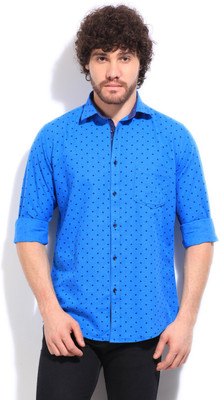 

Easies Men's Printed Casual Blue Shirt, Ocean dot print