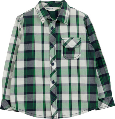 

Beebay Boys Checkered Casual Green Shirt, Green check