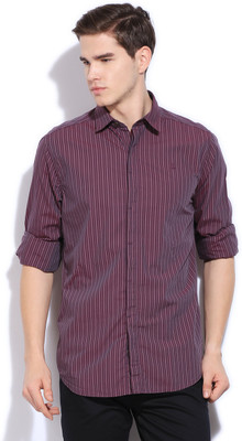 

Kenneth Cole Men's Striped Casual Maroon Shirt, Dpl