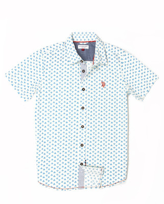US Polo Kids Boys Printed Casual White Shirt available at flipkart for Rs.649