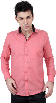

Zeal Men's Solid, Printed Casual Pink, Black Shirt, Black;dark pink
