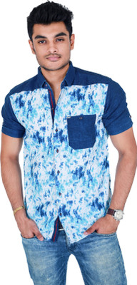 

Carbone Men's Printed Casual Light Blue Shirt, Sky blue