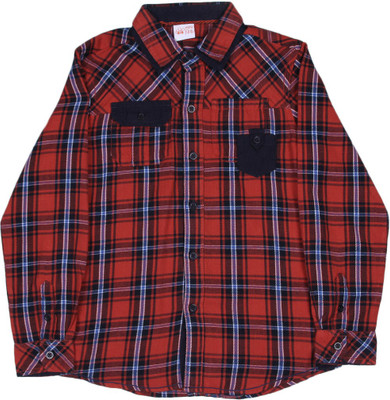 

FS Mini Klub Boys Checkered Casual Dark Blue, Red Shirt, Maroon plaid