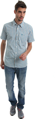

Wrangler Men's Checkered Casual Multicolor Shirt, Turq