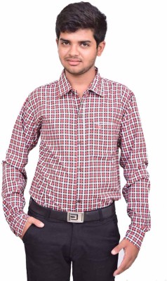 BRITISH TERMINAL Men Checkered Casual Red Shirt