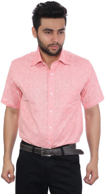 

Studio Nexx Men's Woven, Checkered Formal Red Shirt, Peach red