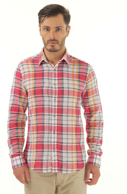 

Jack & Jones Men's Checkered Casual Pink Shirt, Pink carnation