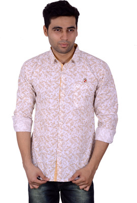 

Studio Nexx Men's Printed Casual Yellow Shirt, White- yellow print