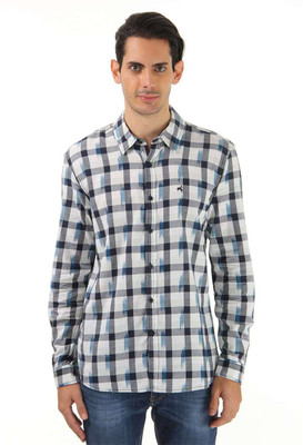 

Wrangler Men's Checkered Casual White, Blue Shirt, Navy