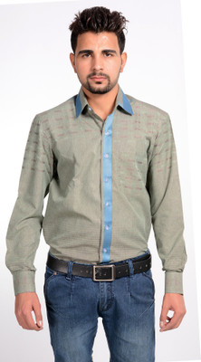 

Riwas Collection Men's Printed Casual Light Green, Grey Shirt