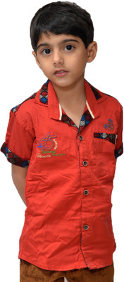 

Crux & Hunter Boy's Solid Casual Maroon Shirt