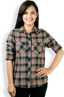 

Vaak Women's Checkered Casual Multicolor Shirt