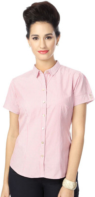 

Annabelle Women's Striped Formal Shirt Collar Shirt, Red