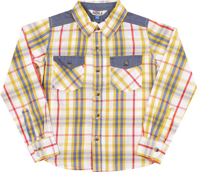 People Boys Checkered Casual Yellow Shirt