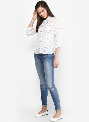 

Only Women's Printed Casual White Shirt, Paradise pink