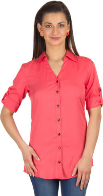 

Trend Arrest Women's Solid Casual Shirt, Pink
