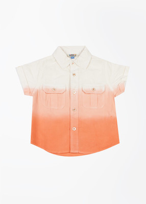 

People Boys Solid Casual White, Orange Shirt, Georgia peach