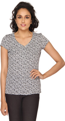 

Azores Women's Floral Print Casual Black, White Shirt