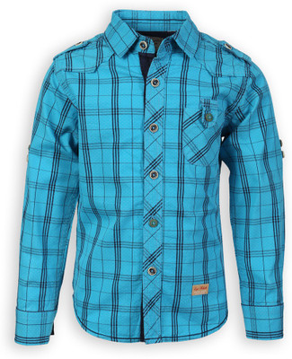 

Lilliput Boy's Self Design Casual Blue Shirt, Turquoise