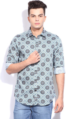 

Arrow Men's Printed Party White, Blue Shirt, Turquoise