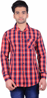 COTBLEND Men Checkered Casual Red Shirt