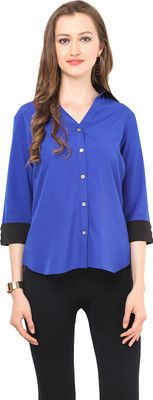 

Stilestreet Women's Solid Casual Blue Shirt, Royal blue