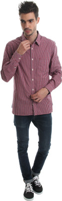 

Indian Terrain Men's Checkered Casual Multicolor Shirt, Red