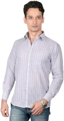 

Zido Men's Striped Casual Purple Shirt