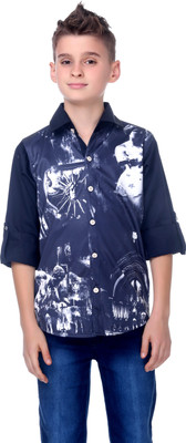 

MashUp Boys Graphic Print Party Blue Shirt