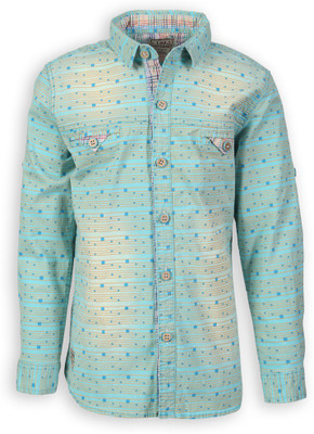Lilliput Boy's Printed Casual Blue Shirt, Turquoise